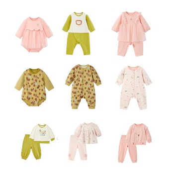 英氏嬰兒哈衣寶寶長袖連體衣秋新款家居服爬服包屁衣YZJAJ32023A