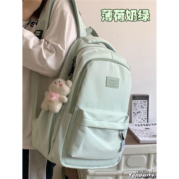 🎒 雙肩包 簡約百搭ins校園風雙肩包女 純色大容量高中學生書包旅行電腦背包