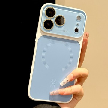 蘋果18Promax手機殼iphone17pro新款藍色大視窗磨砂背板磁吸殼16鏡頭膜按鍵全包15簡約14防摔保護套