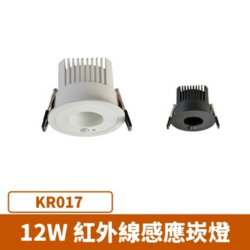 【崁入孔7.5公分】LED 12W 紅外線感應崁燈  F27-KR017