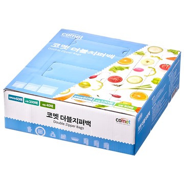 comet 雙層夾鍊袋 方形 60個 + 小 100個 + 大 40個  方形 + 小 + 大  200個  1盒