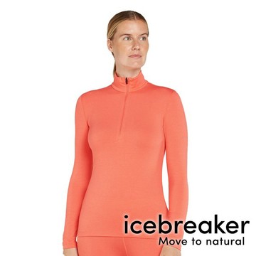 【icebreaker】女天絲半開襟長袖上衣『珊瑚橘粉』0A575H 戶外 露營 登山 健行 休閒 時尚 保暖 長袖 上衣
