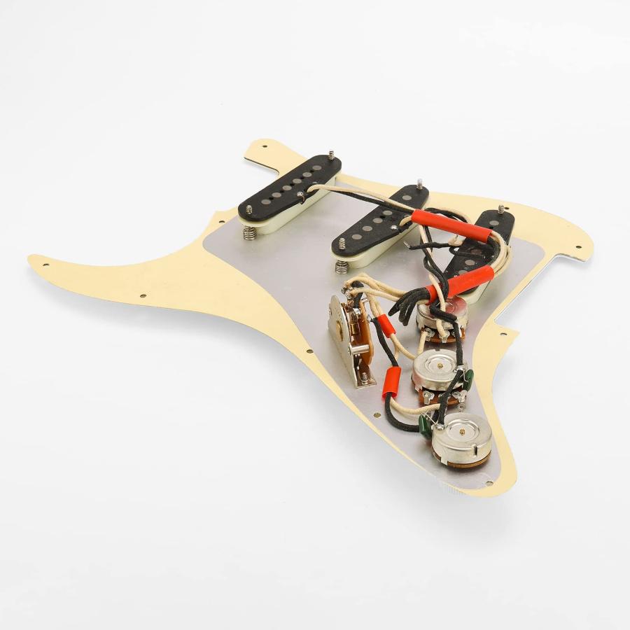 Swhmc Loaded Prewired Pickguard Guard Plate Single Coil V Pickups for Fender Strat(Cream Yellow)