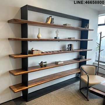免運 開立發票 置物架 收納架 展示架 組合架 美式原實木書架客廳墻架子復古辦公室簡約置物架落地陳列架展示架
