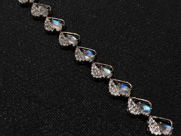 在台現貨 月影心 天然 月光石 手鍊 印度製 925純銀