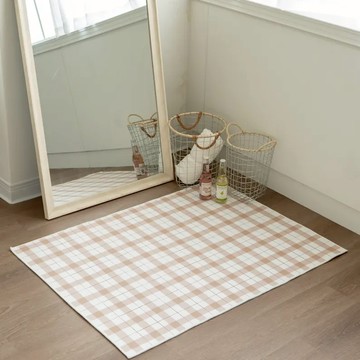 沐慕家居 大地毯 150 x 120cm  奶茶格紋