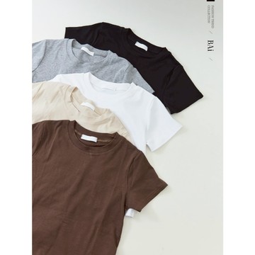 BAi白媽媽 短版棉Ｔ／素色合身短袖上衣－台灣現貨 隔日到貨【350322】