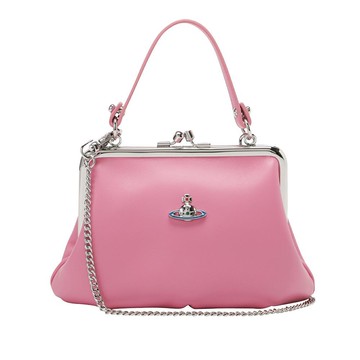 Vivienne Westwood Granny 時尚素面皮革彩色星球轉扣手提包 鍊條包 粉紅色 4304008BU-L001L-G410