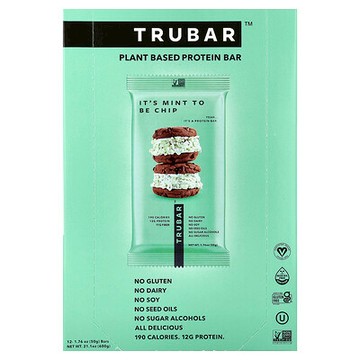 Trubar, 植物基蛋白棒，巧克力薄荷碎，12 根，每根 1.76 盎司（50 克）