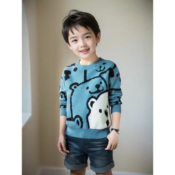 品牌尾貨童裝2025秋裝新款時尚兒童圓領毛衣男童針織衫純棉細毛線