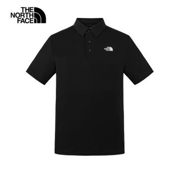 The North Face 官方旗艦 北面男款黑色舒適柔軟短袖POLO衫｜8BYKJK3