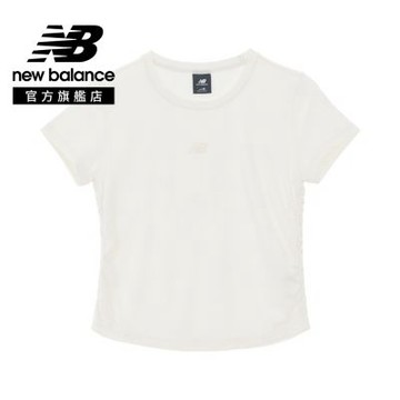 【New Balance】側邊抓皺修身短袖上衣_女性_米杏色_WT62Q1YNCIC 版型正常