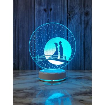 鵲橋相會浪漫七彩小夜燈裝飾臺燈臥室床頭燈情侶氛圍燈中秋節禮物