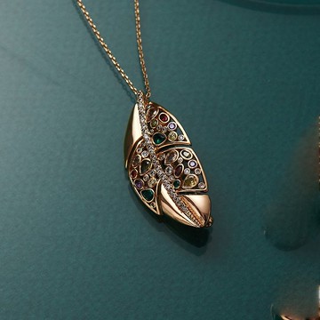 Jaipur彩鑽葉子項鍊  別針兩用款