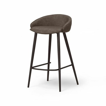 摩卡吧台椅 STT053｜瘋馬皮革 × 包覆式圓弧椅背 × 工業風鐵腳穩固承重