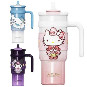 小禮堂 Sanrio 三麗鷗 不鏽鋼冰霸杯 900ml (漸層裝扮款) Kitty 大耳狗 酷洛米