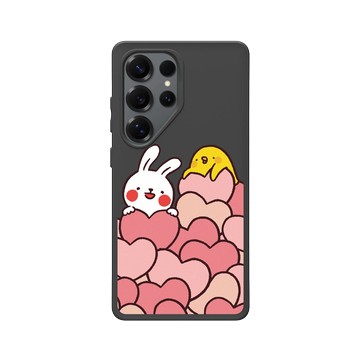 Galaxy S25 Ultra SolidSuit 黑 - 懶散兔與啾先生 Lazy Rabbit and Mr.Chu - Hearts