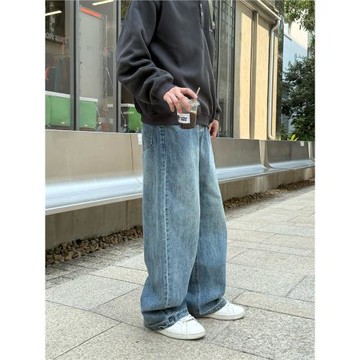 水洗做舊寬松直筒牛仔褲新款秋冬季男款休閑百搭長褲子高級感2026