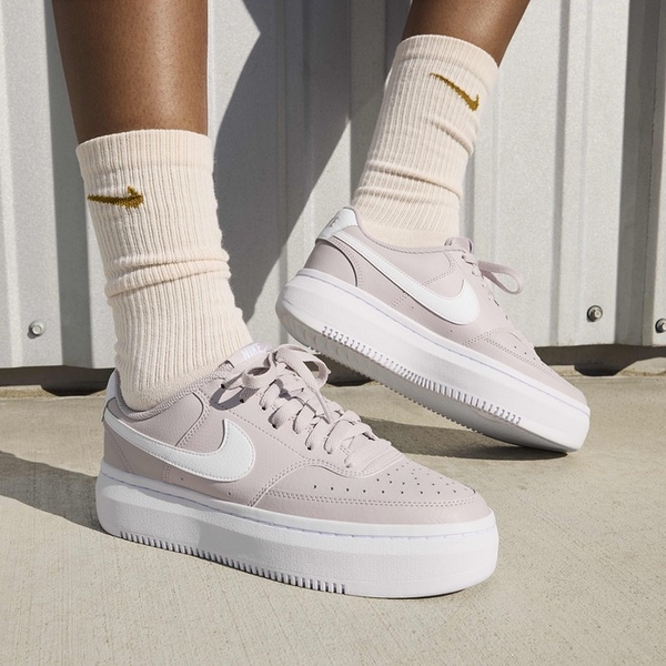 NIKE 休閒鞋 COURT VISION ALTA 粉色 皮革 厚底 增高鞋 女 DM0113-005