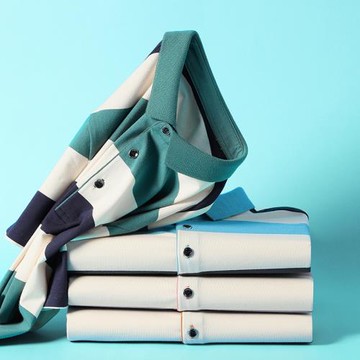 純棉色織條紋polo衫男夏季商務休閑短袖t恤男中年爸爸裝翻領上衣