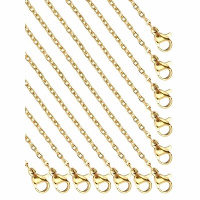24個 18インチ 2mm ゴールド ステンレススチール フラットケーブルチェーン 完成ネックレスチェーン 大量卸売り DIYジュエリー製作用