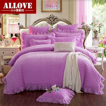 韓式公主風加厚夾棉床裙四件套絎縫被套蕾絲花邊1.8m雙人床上用品