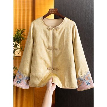 (免運)新中式國風厚外套女棉襖2025秋冬新品洋氣復古盤扣上衣棉服女冬