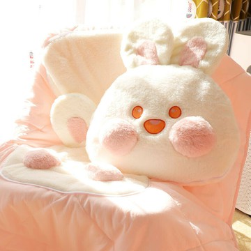 兔子抱枕被子兩用 午休加厚汽車車用枕頭 辦公室午睡毯子二閤一靠枕 沙發靠墊 地闆坐墊 飄窗坐墊 沙發椅子 網紅可愛坐墊
