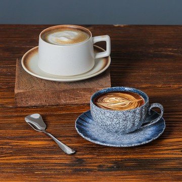 咖啡杯 免運 快速出貨 日式復古咖啡杯碟套裝創意單品拉花拿鐵杯子個性簡約家用高檔精致SS09公司貨