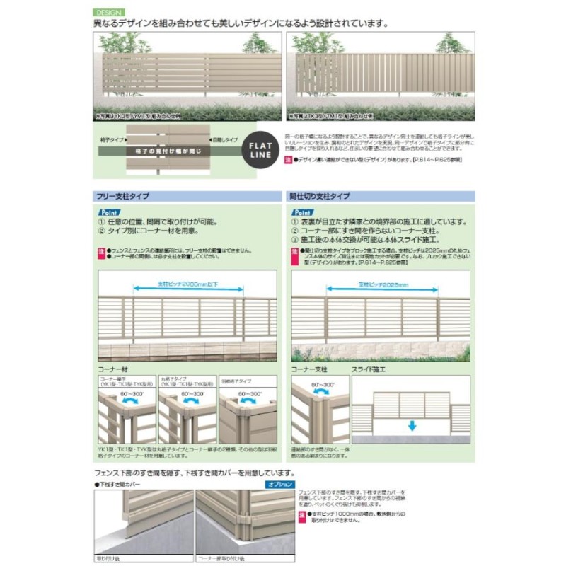 フェンス 三協アルミ 三協立山 レジリア YK3型 フリー支柱 H800 横板