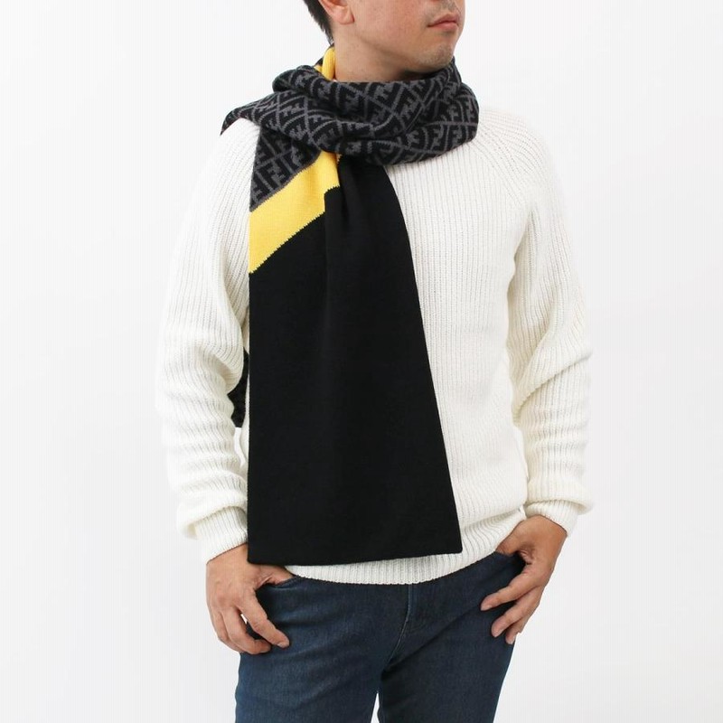FENDI マフラー 黒 ブラック グレー （FENDI(フェンディ