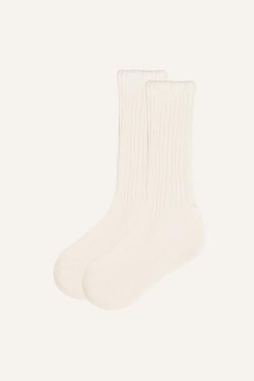 Ivory Cotton Slouchy Socks One Size-Ivory
