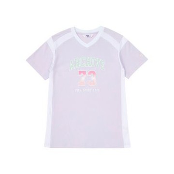 FILA KIDS 女童短袖圓領T恤-薰衣紫 5TEA-4435-PL
