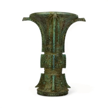 《博古珍藏》商．青銅饕餮紋尊擺件．高22公分．早期收藏．老件青銅器．博物館級文物．超值回饋