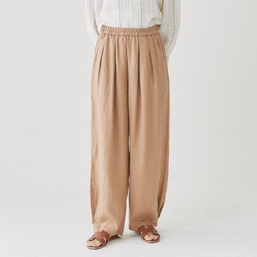 【Simply Yours】壓摺縮口全長亞麻褲 咖啡F