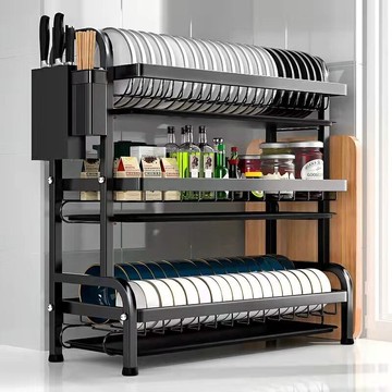 廚房用品巾廚房置物架碗碟碗盤收納架瀝水架家用多功能放碗架碗筷收納盒碗櫃 不鏽鋼碗架單層簡易 濾碗架 超實用日式檯麵碗碟瀝