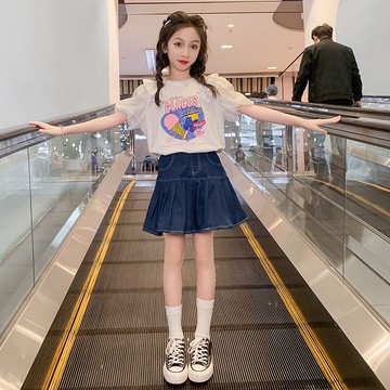 兒童套裝 女童洋氣夏裝 兒童韓版短袖T 中大童夏季套裝 女孩公主裙子 夏天兩件套 女生短袖短裙【不二雜貨】