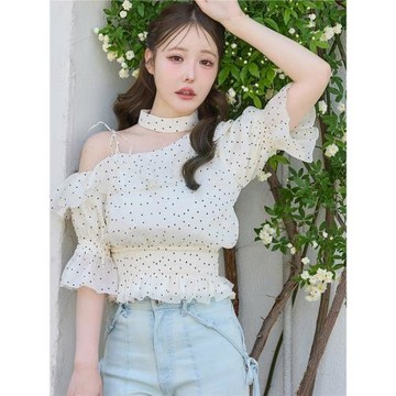 NC0814 周末梨香 兩穿單肩荷葉邊短袖上衣 26夏季 女