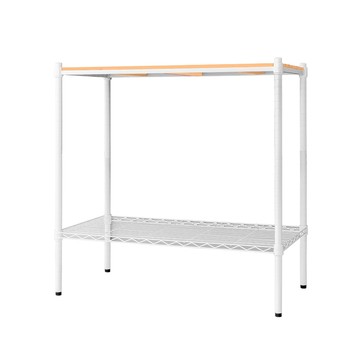 【Y HOUSE】90x45x75公分 松木兩層收納層架 置物架 鐵架-烤漆白原木