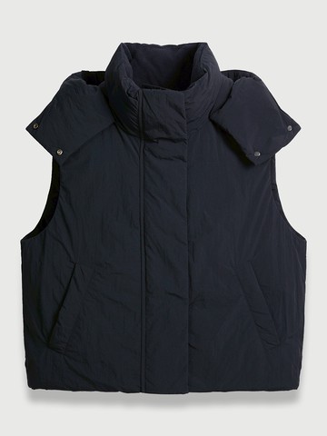 女裝 Logo連帽羽絨背心外套-黑色