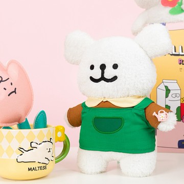 【Fubees】Maltese線條小狗毛絨公仔(圍裙款)