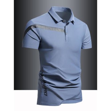 2025夏季新款冰絲翻領POLO衫男時尚休閑短袖T恤彈力運動速干半袖