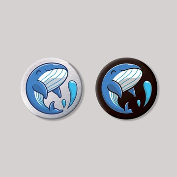 藍鯨/圓形/鋁牌飾貼 SunBrother孫氏兄弟 金屬質感 防水 鋁牌 車貼