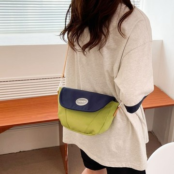 Bag House👜 撞色小清新帆布包百搭運動斜挎包ins簡約休閒學生單肩森係小衆包