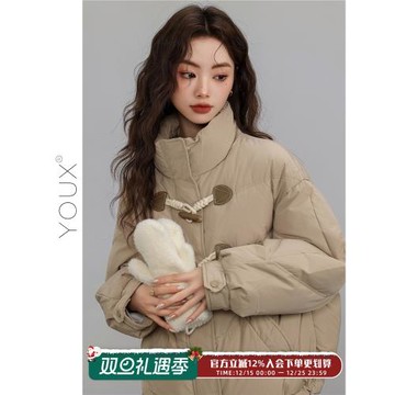 又巷【倫敦初雪】卡其色羽絨服女2025冬季新款時尚加厚白鴨絨外套