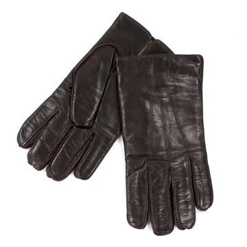 美國百分百【全新真品】COACH 手套 皮手套 深咖啡色 配件 真皮 保暖 喀什米爾 羊毛 男 M號 E684