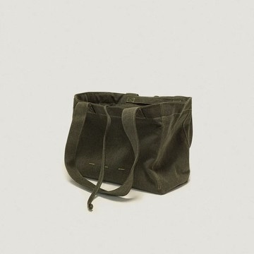 韓國 TU ET TOI 雙面兩用 帆布托特包 深卡其