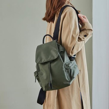 ithinkso韓版氣質尼龍軟布抽繩雙肩包女通勤百搭休閑輕便旅行背包