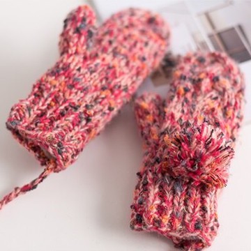 現貨+預購 羊毛手套針織手套-保暖毛球加絨連指女手套情人節生日聖誕節交換禮物7色73or27【獨家進口】【米蘭精品】