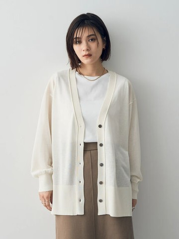 微透素色V領針織排釦罩衫(7C42L2D0100) - YECCA VECCA